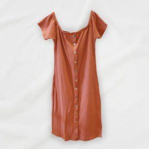 Y2k Scoop Neck / Square Neck Reddish Orange Mini Dress L